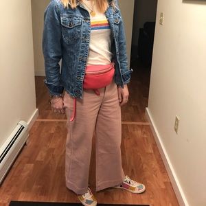 Madewell wide leg, cropped pink denim pants size 25. Great condition.